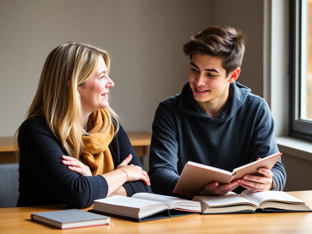 Mentor working with a young adult